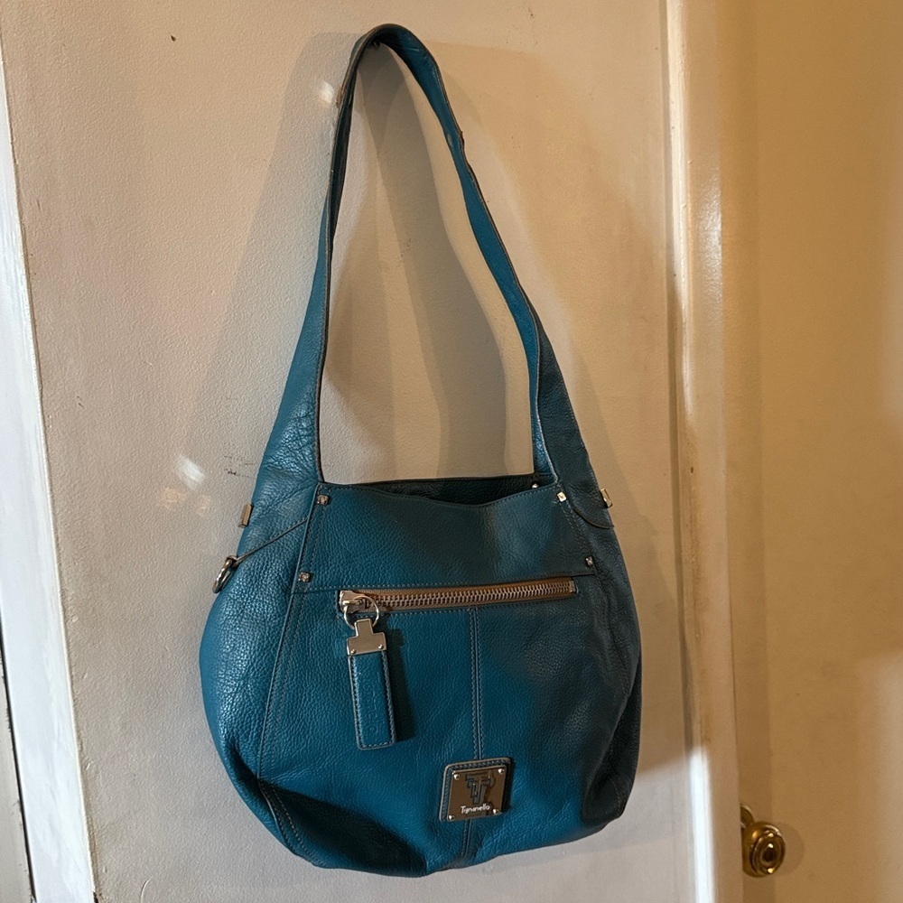 Tignanello Teal Leather Shoulder Bag